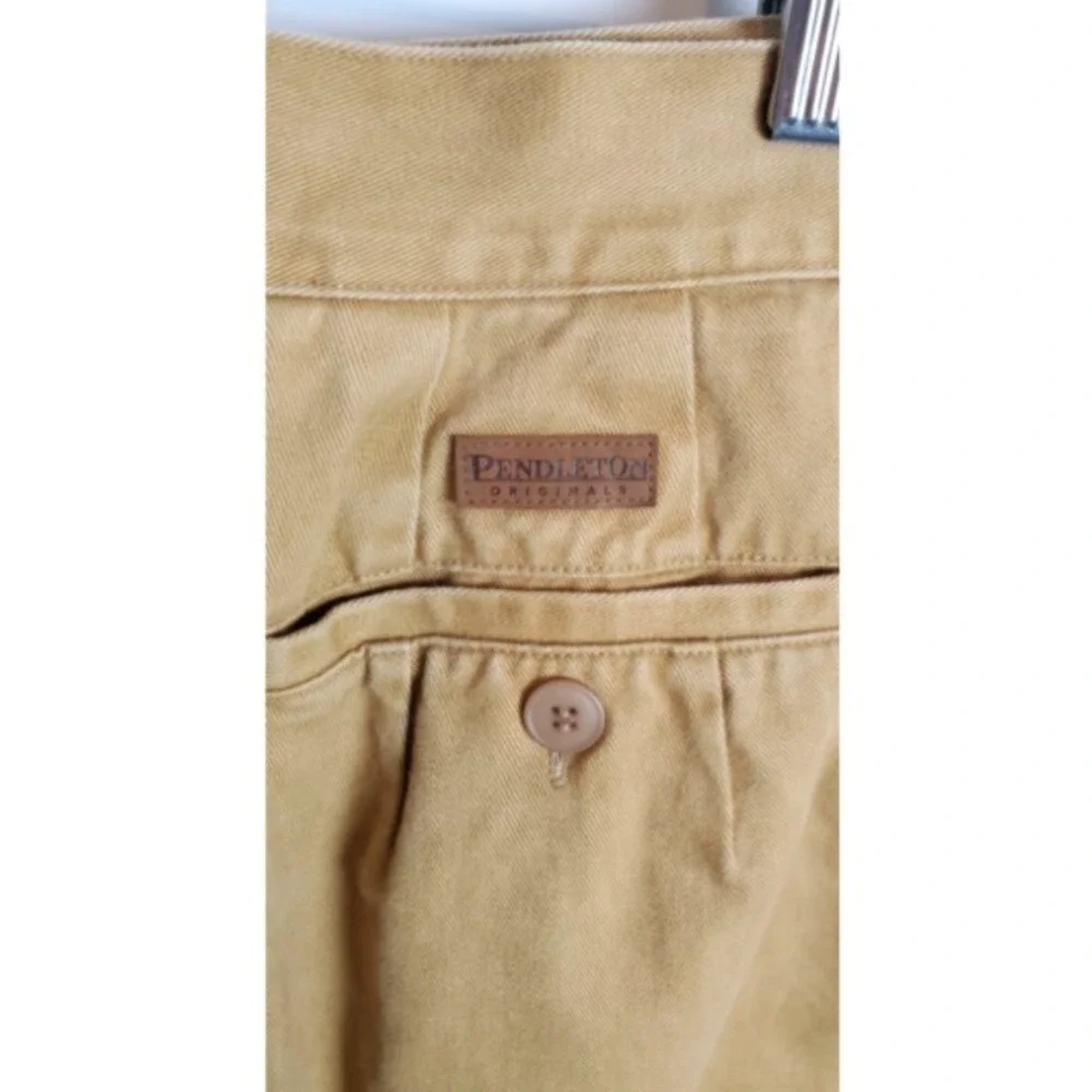 Pendleton Pants Women's Size 16 Mustard Flat Front 100% Cotton High‎ Waist 32x29
